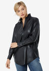 Faux Leather Button Front Tunic, , alternate image number null