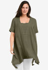 Linen-Blend Hanky Hem Tunic, BURNT OLIVE, hi-res image number null
