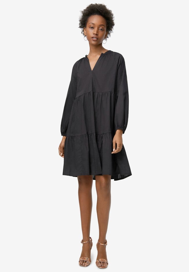 V-Notch Tiered Dress, , alternate image number null