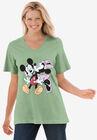 Disney Short Sleeve V-neck Tee Sage Mickey Minnie, SAGE MICKEY MINNIE, hi-res image number null