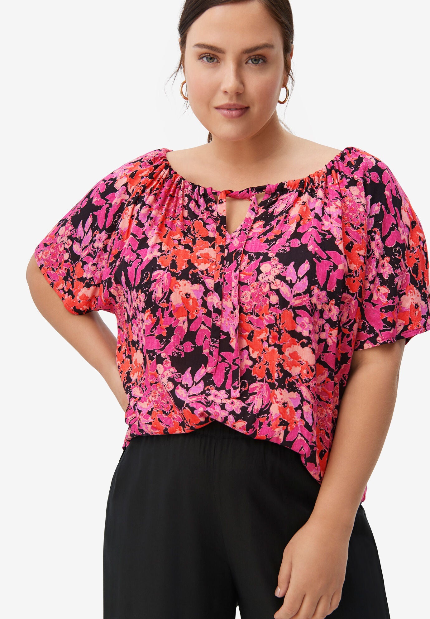 Plus size deals pink dressy tops
