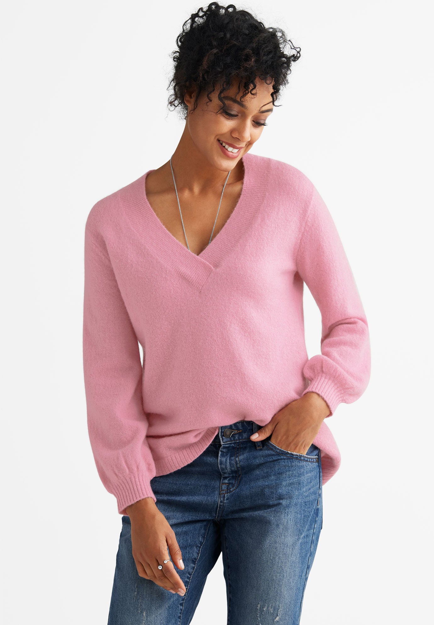 Ellos Womens Plus Size Bell-Sleeve V 