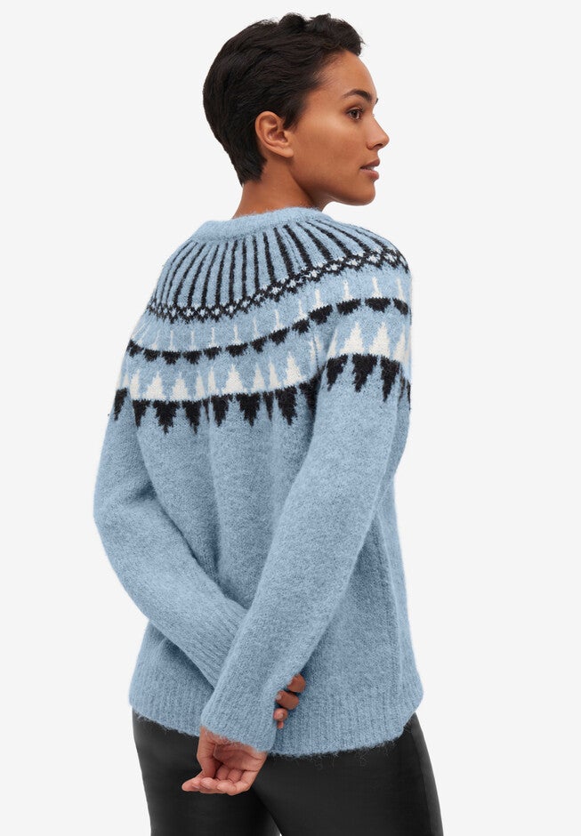 Crewneck Fair Isle Pullover Sweater, , on-hover image number 1