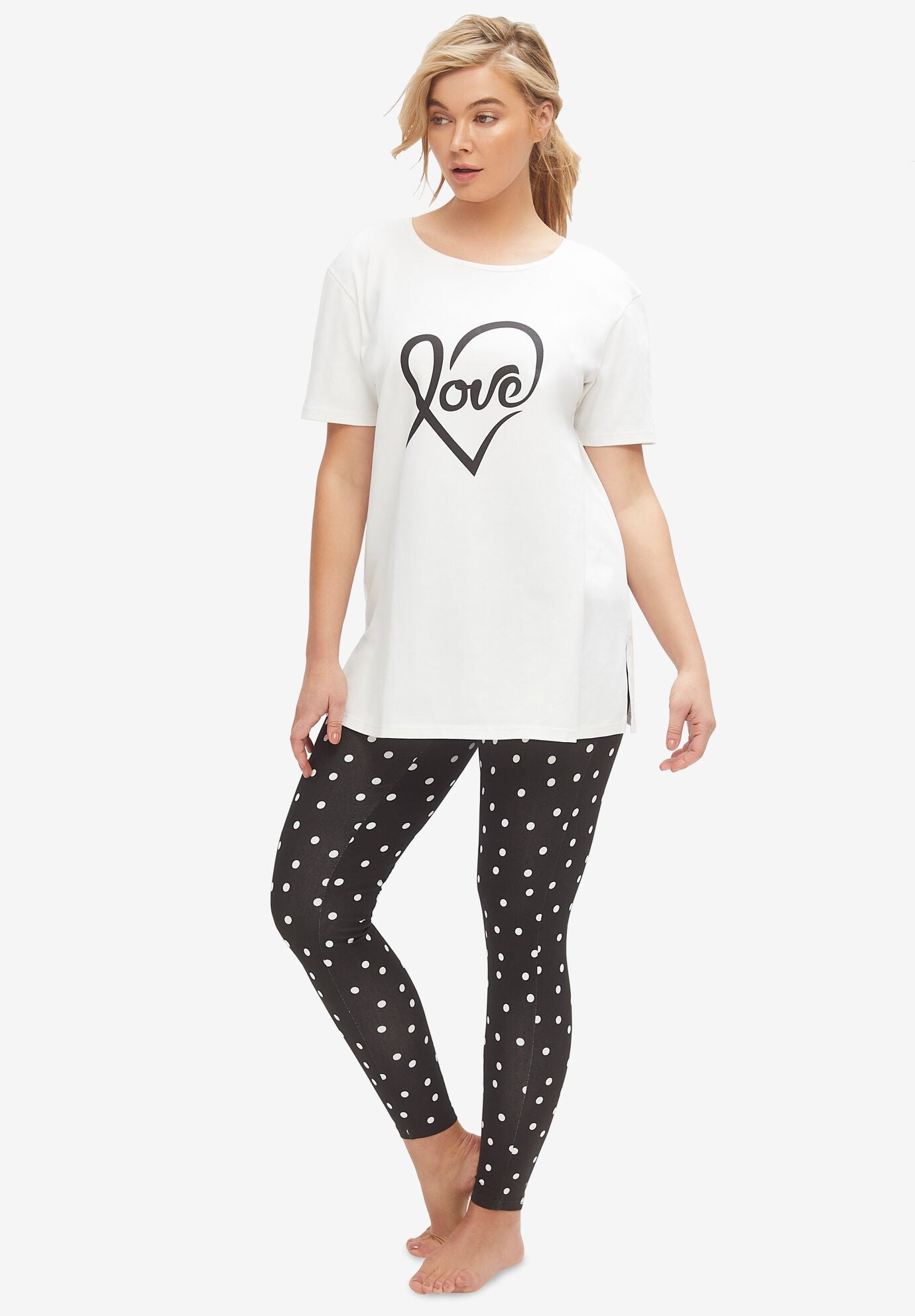 LOVE 2-Piece Sleep Set, BLACK WHITE DOT, hi-res image number 0
