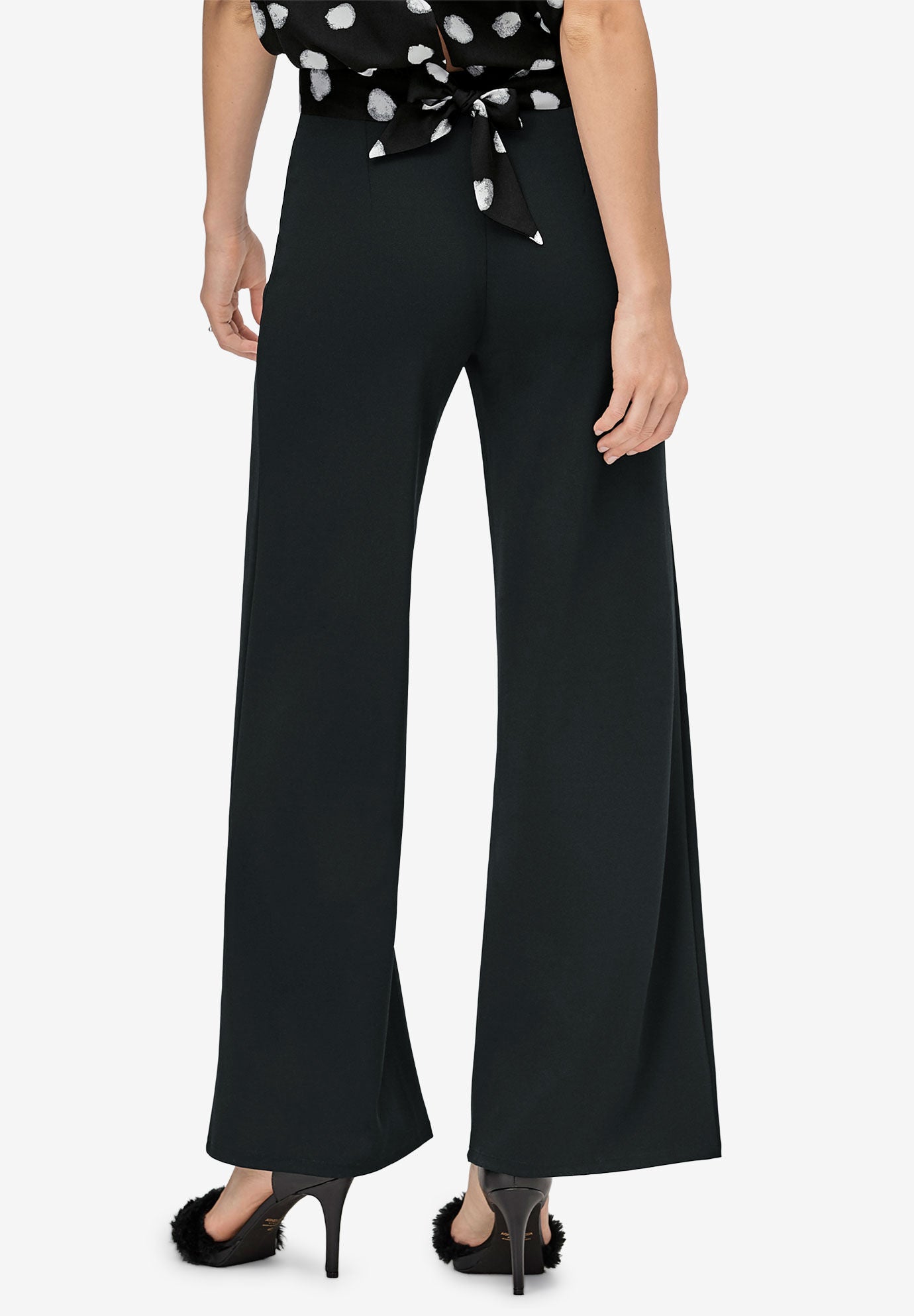 Wide Leg Soft Pants, BLACK, on-hover image number 1