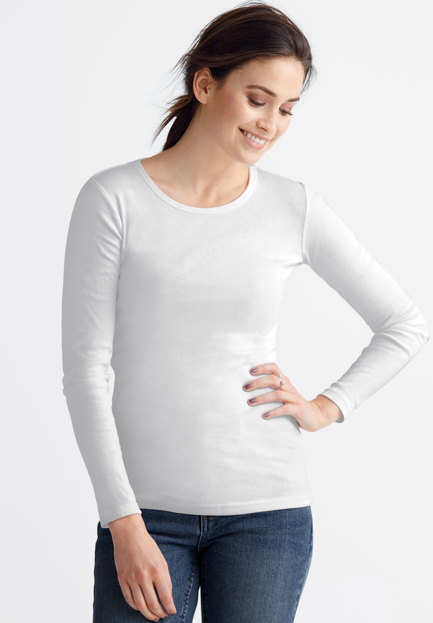 Long Sleeve Tee, WHITE, hi-res image number 0