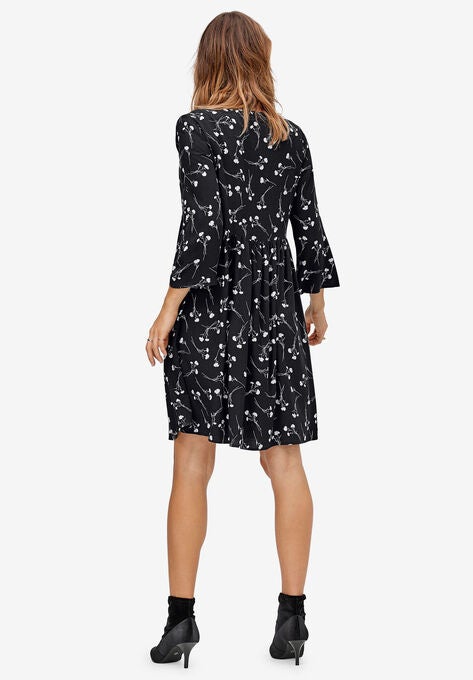 Bell Sleeve Empire Waist Dress By Ellos Plus Sizecasual Dresses