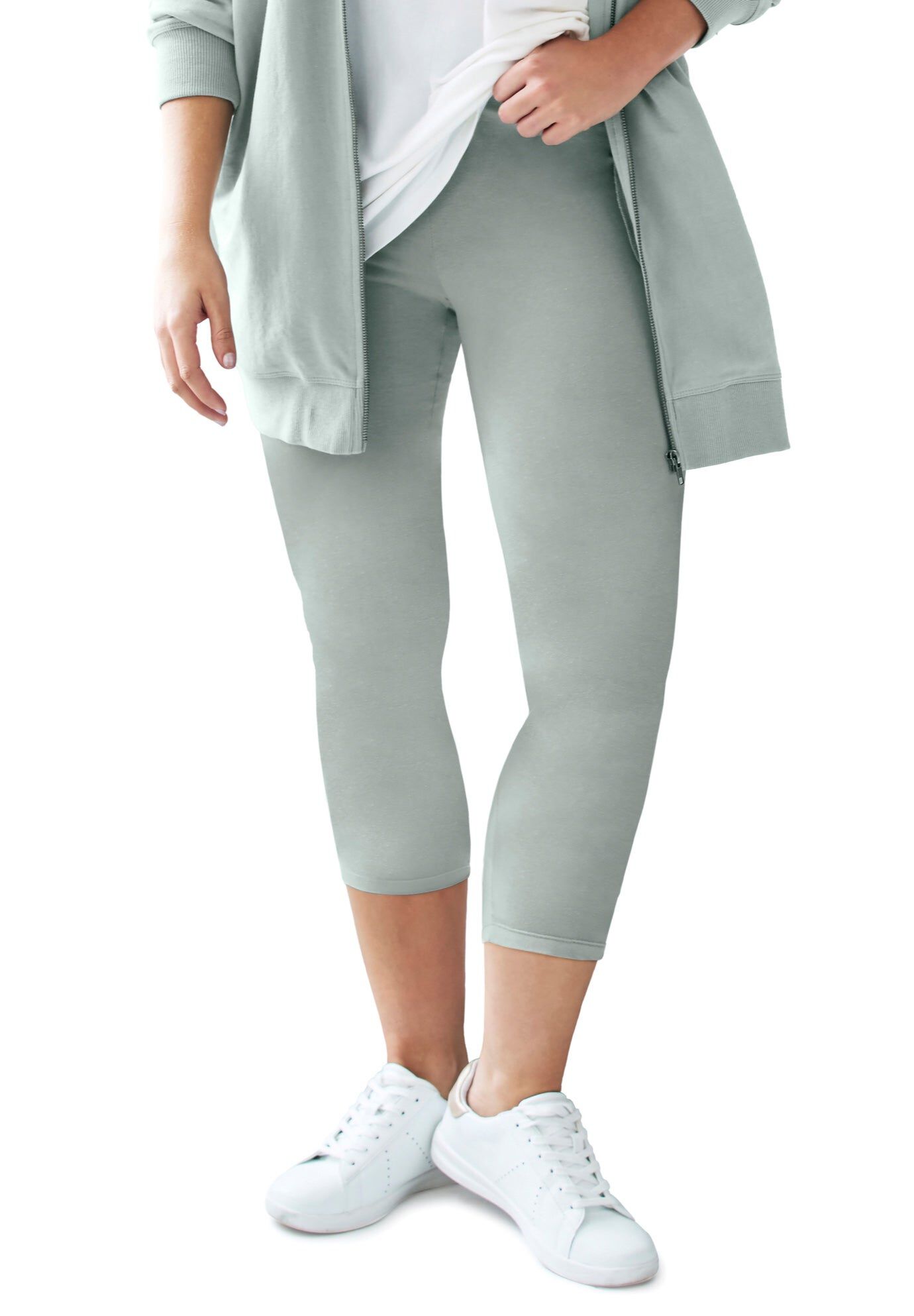 Cotton Spandex Elastic Waist Capri Leggings