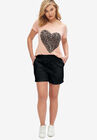 French Terry Drawstring Shorts, BLACK, hi-res image number null