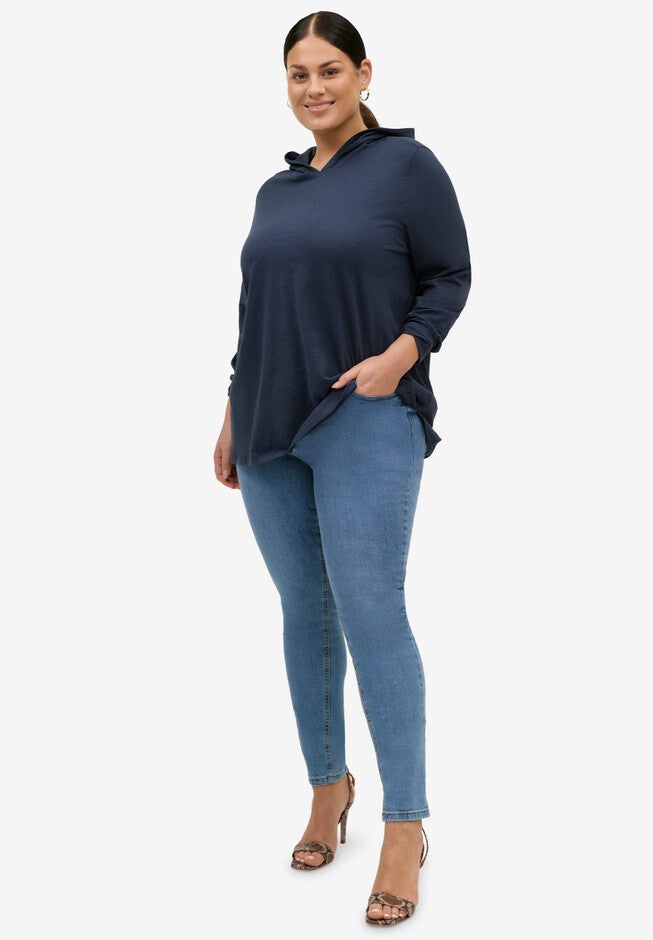 Long Sleeve Hooded Tee, NAVY, hi-res image number null