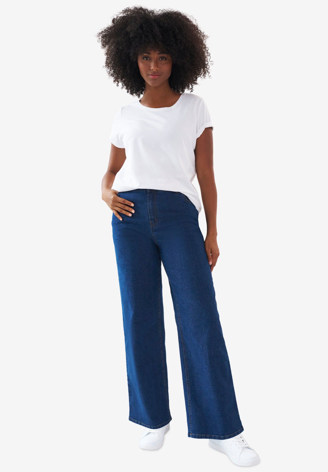 High-Waist 5-Pocket Wide-Leg Stretch Jeans