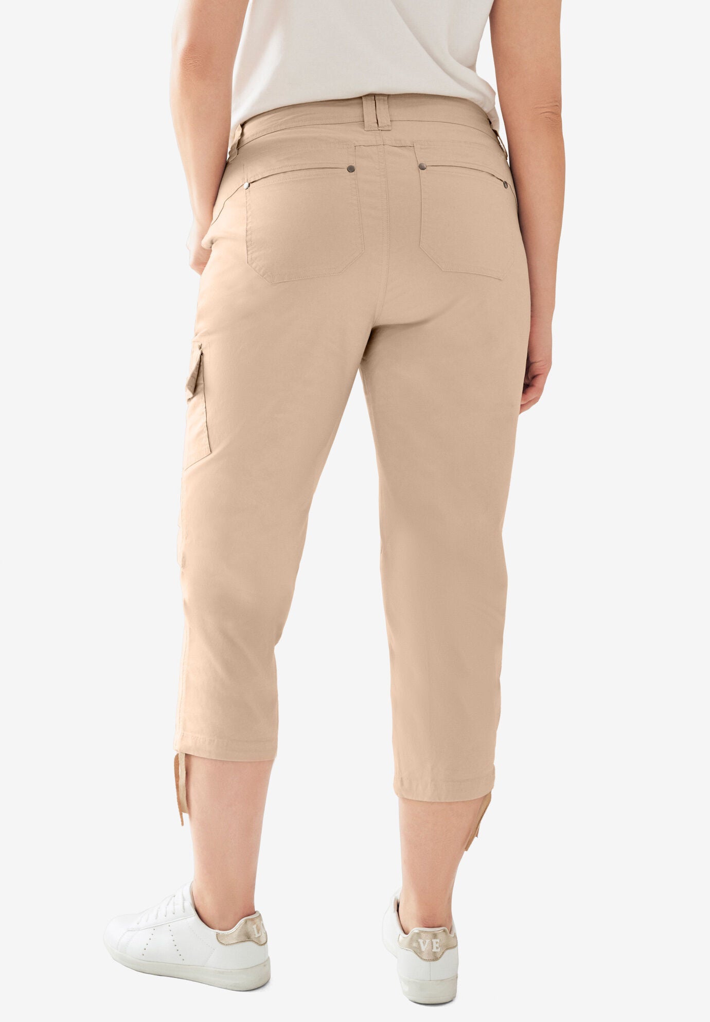 Stretch Cargo Capris Feminine Side Ties, Black Ellos
