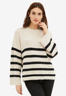 Striped Wide Sleeve Pullover, STONE BLACK STRIPE, hi-res image number null
