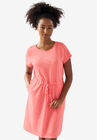Knit Drawstring Dress, SWEET CORAL, hi-res image number null