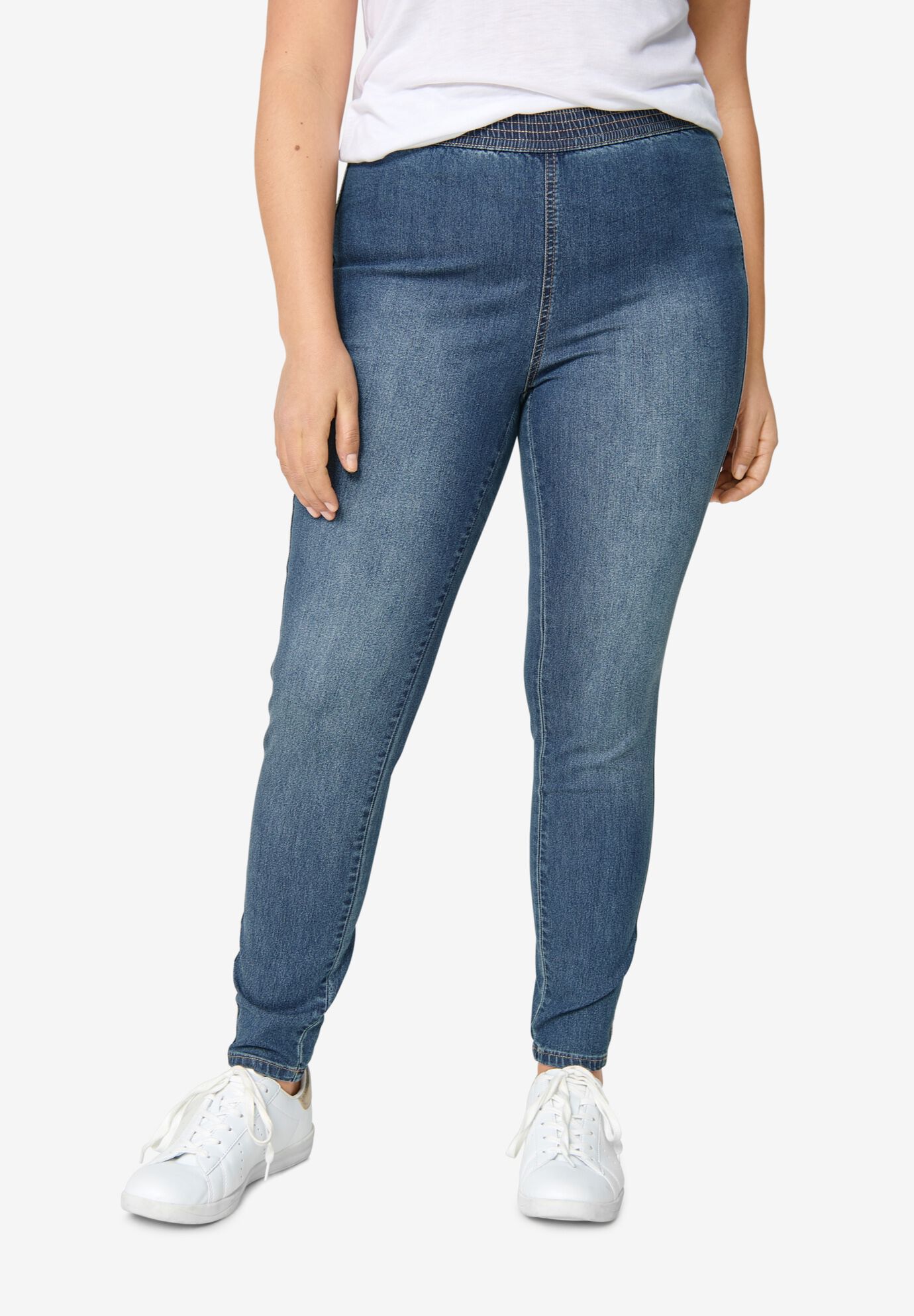 plus size pull on denim jeggings