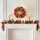 Pre-Lit Poinsettia 9' Garland image number null