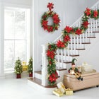 Pre-Lit Poinsettia 9' Garland image number null