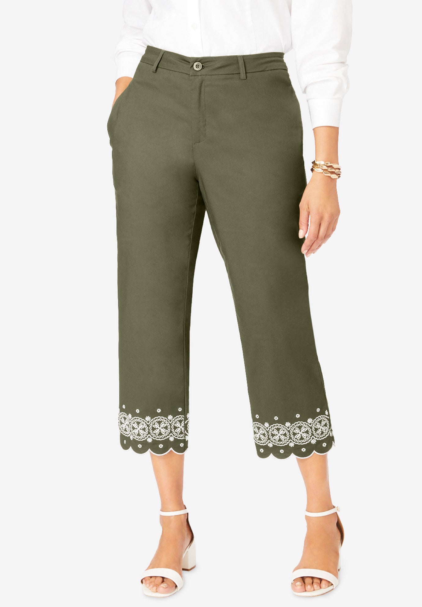 Stretch Poplin Classic Cropped Straight Leg Pant image number 0