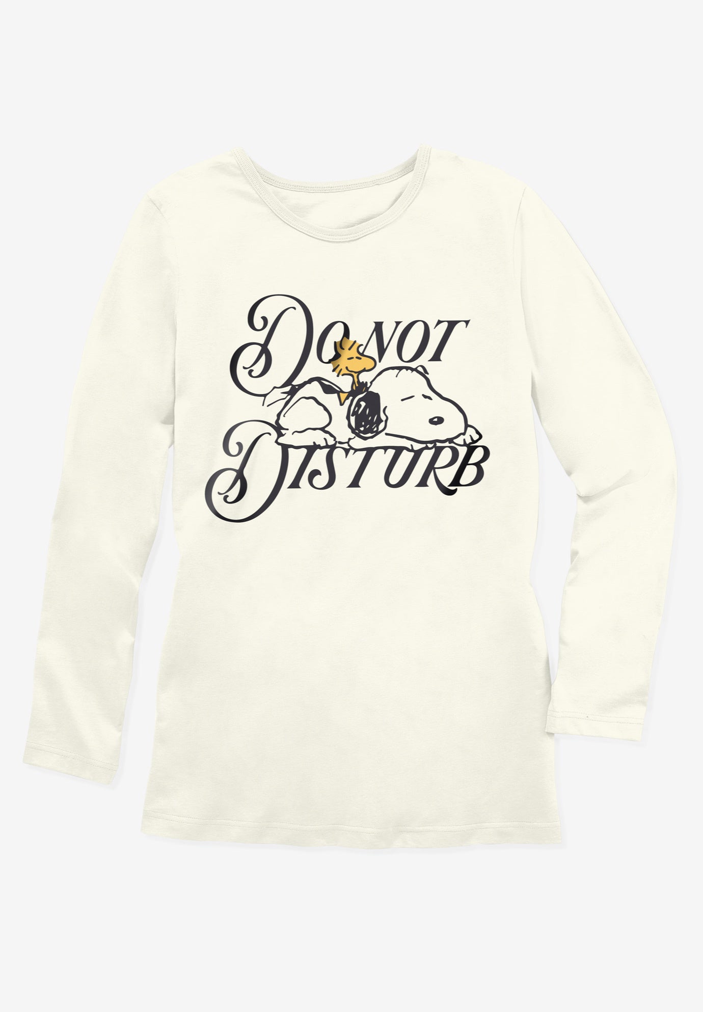 Peanuts Women's Long Sleeve Crew Tee Ivory Snoopy image number 1