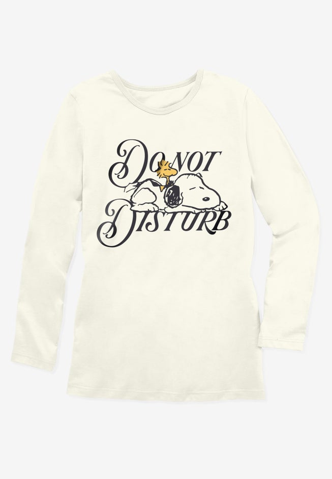 Peanuts Women's Long Sleeve Crew Tee Ivory Snoopy image number 1