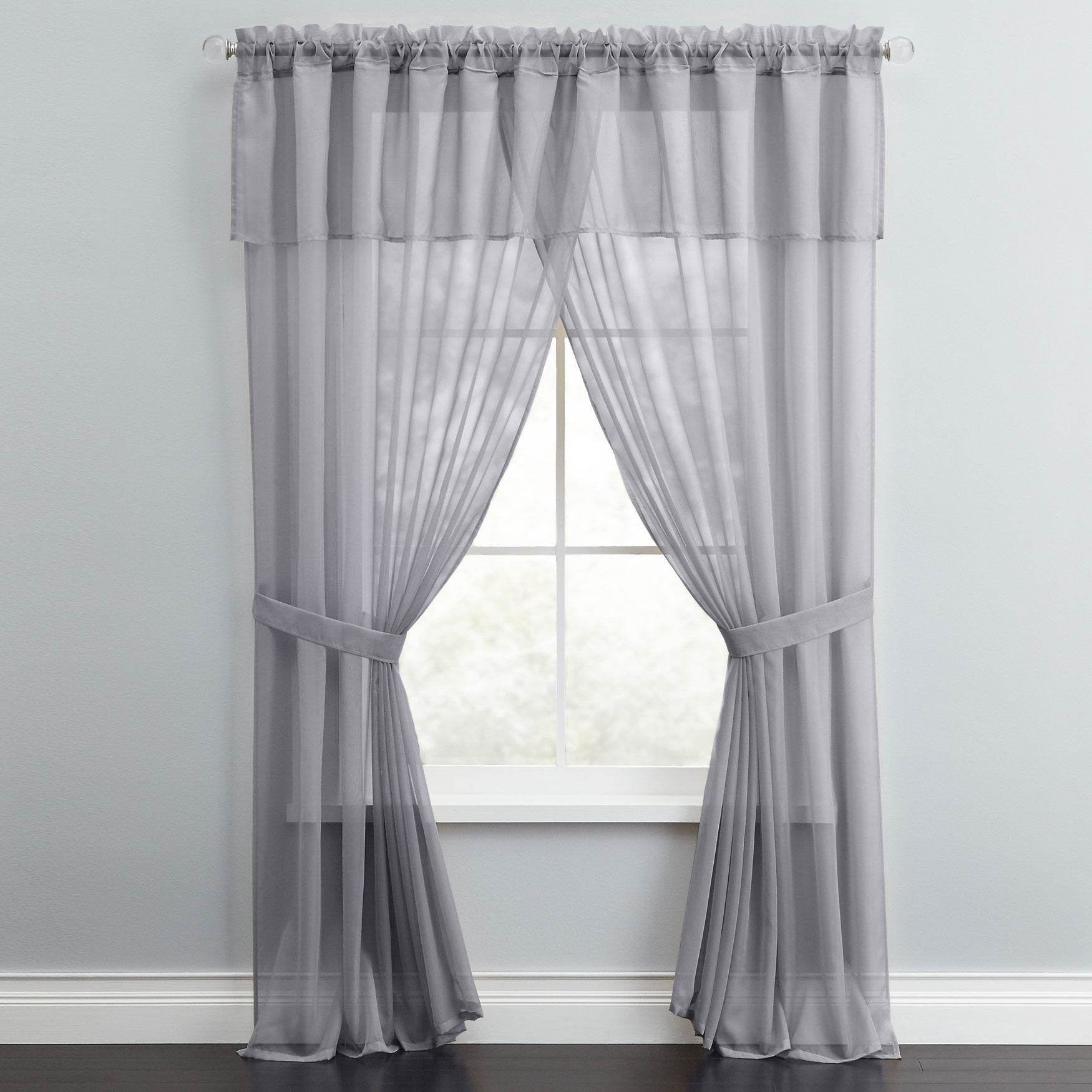 BH Studio Sheer Voile 5-Pc. One-Rod Curtain Set image number 0