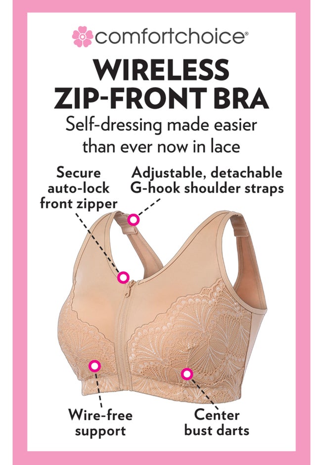 Zip-Front Lace Lounge Bra image number 3