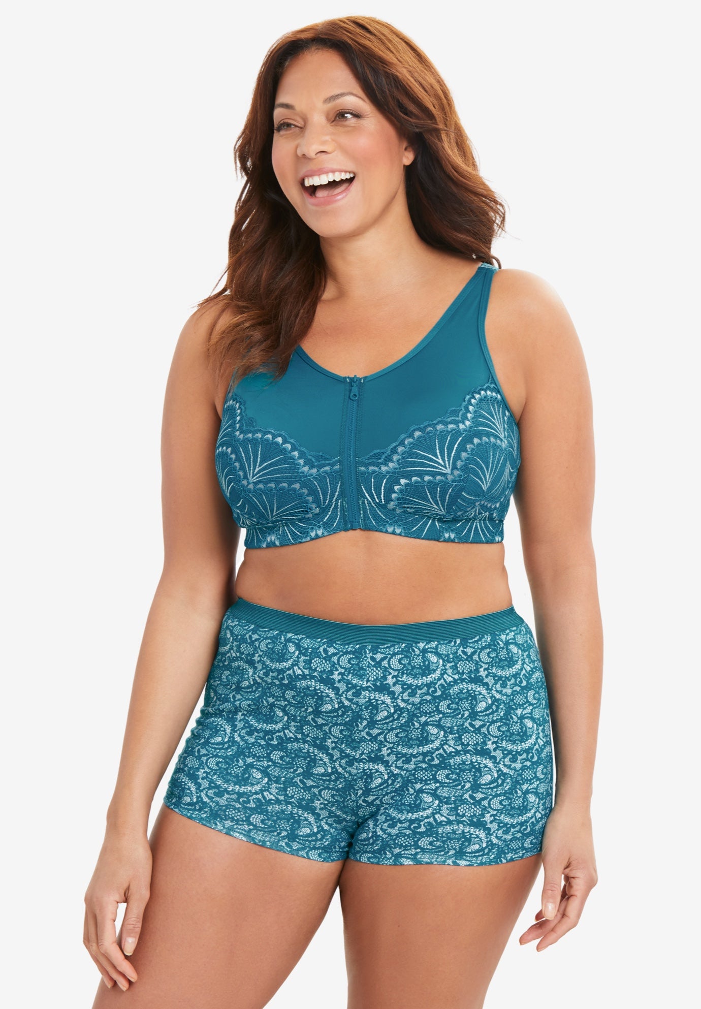 Zip-Front Lace Lounge Bra image number 0