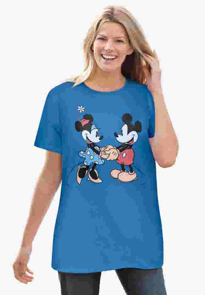 Bright Blue Mickey Minnie Crewneck Tee image number 0