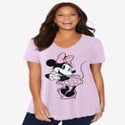 Light Pink Minnie V-Neck Point Hem Tee image number null