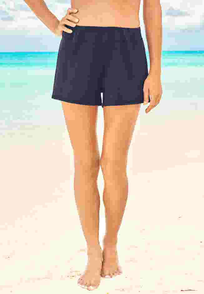 Wide-Band Swim Short with Built-In Brief image number 0