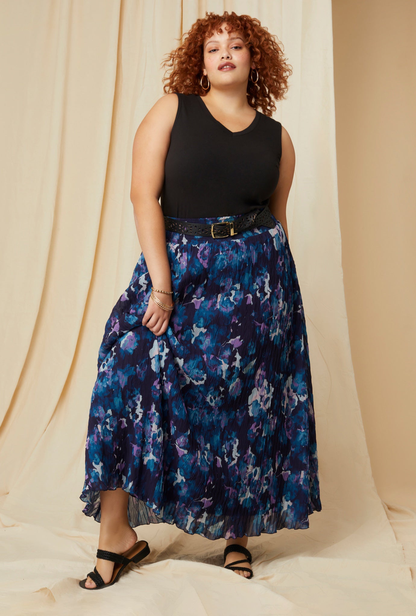 Crinkle Chiffon Ankle Skirt image number 0