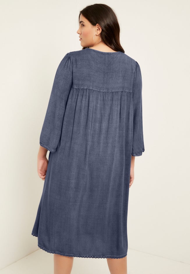 Acid Wash Peasant Dress image number 1