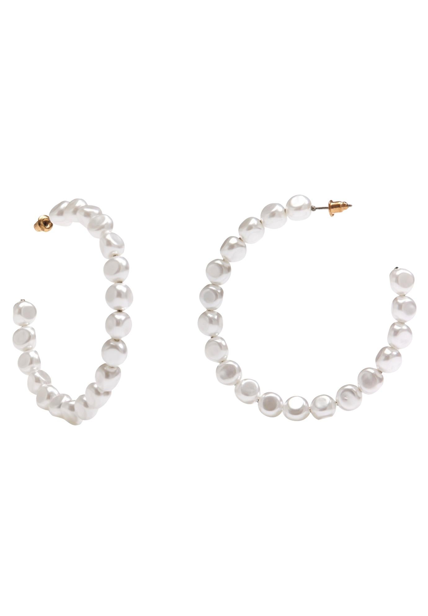 Pearl Hoop Earrings image number 0