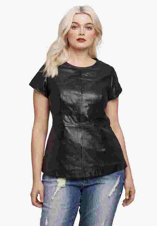 Back Zip Leather Top image number 3