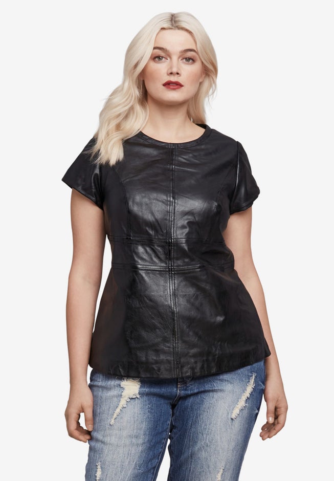 Back Zip Leather Top image number 3