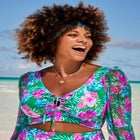 Bra-Sized Mesh Sleeve Underwire Bikini Top image number null