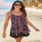 Longer-Length Draped Mesh Racerback Tankini Top image number null