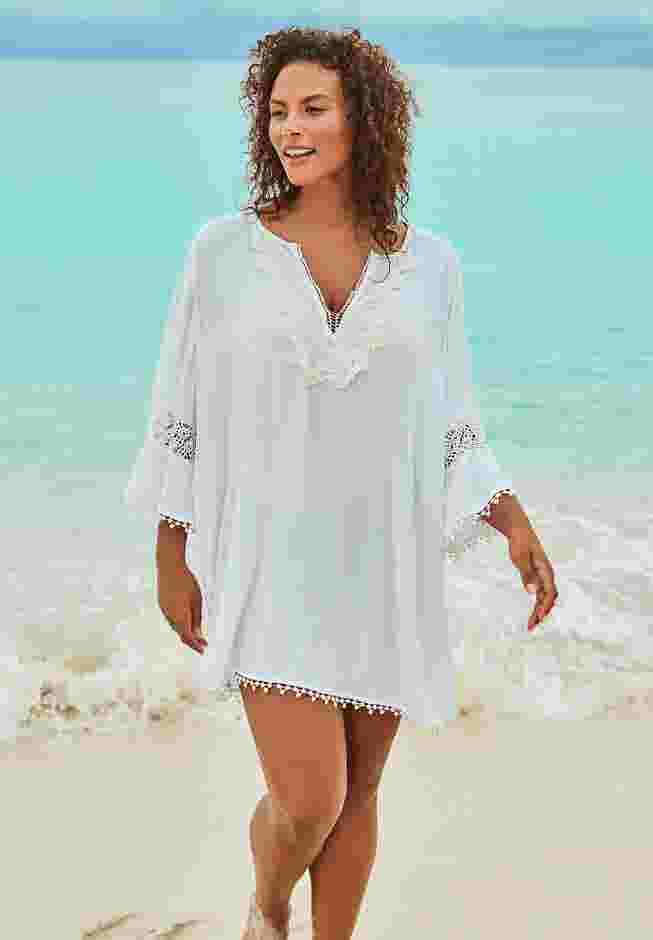 Embroidered Crinkle Cover Up  image number 0