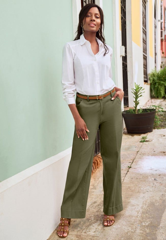 Stretch Cotton Chino Wide-Leg Trouser image number 1