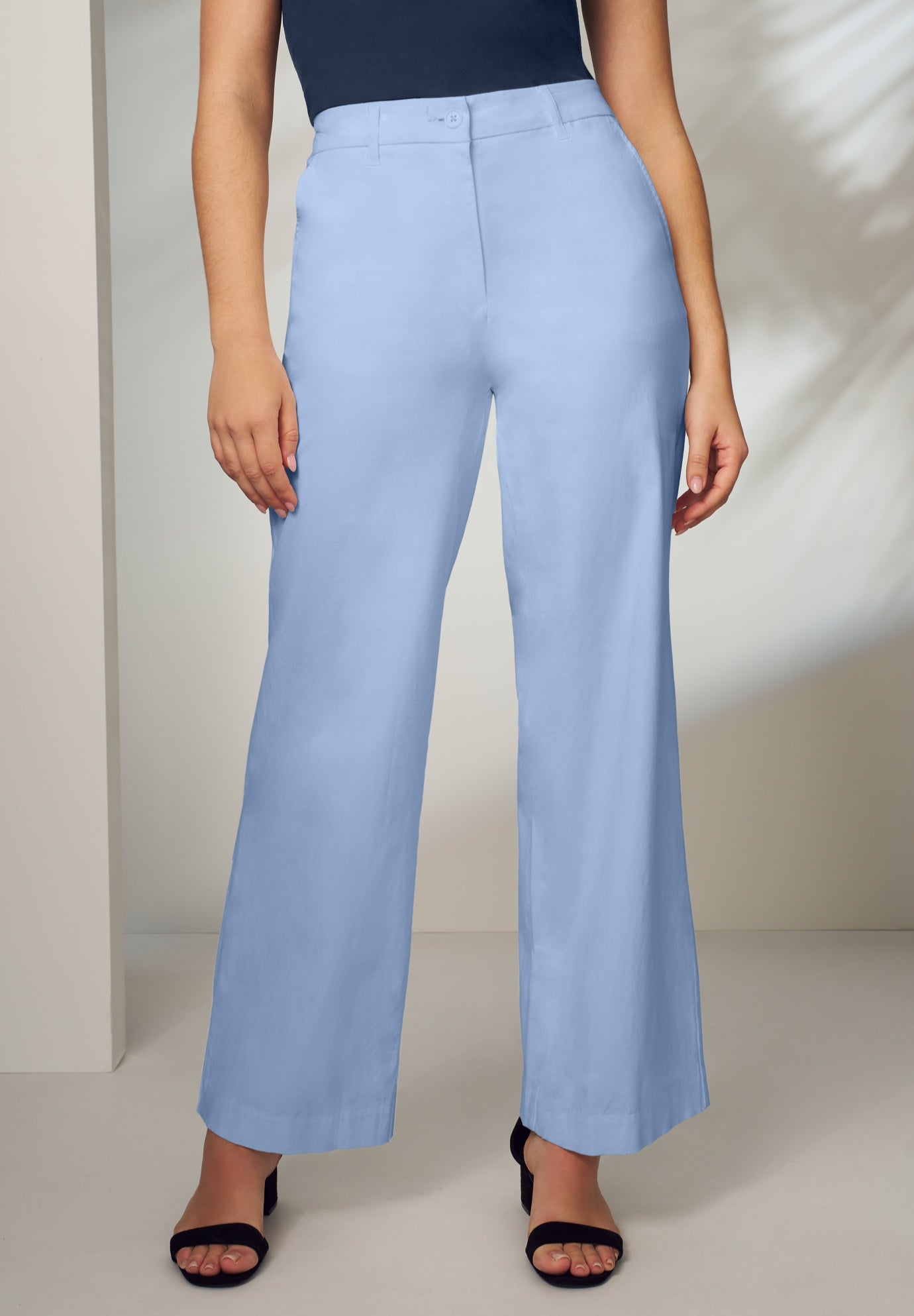 Stretch Cotton Chino Wide-Leg Trouser image number 1