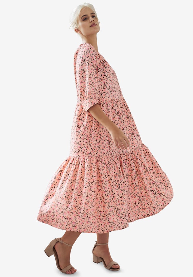 Tiered Cotton Midi Dress image number 2