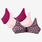 3-Pack Front-Close Cotton Wireless Bra image number null