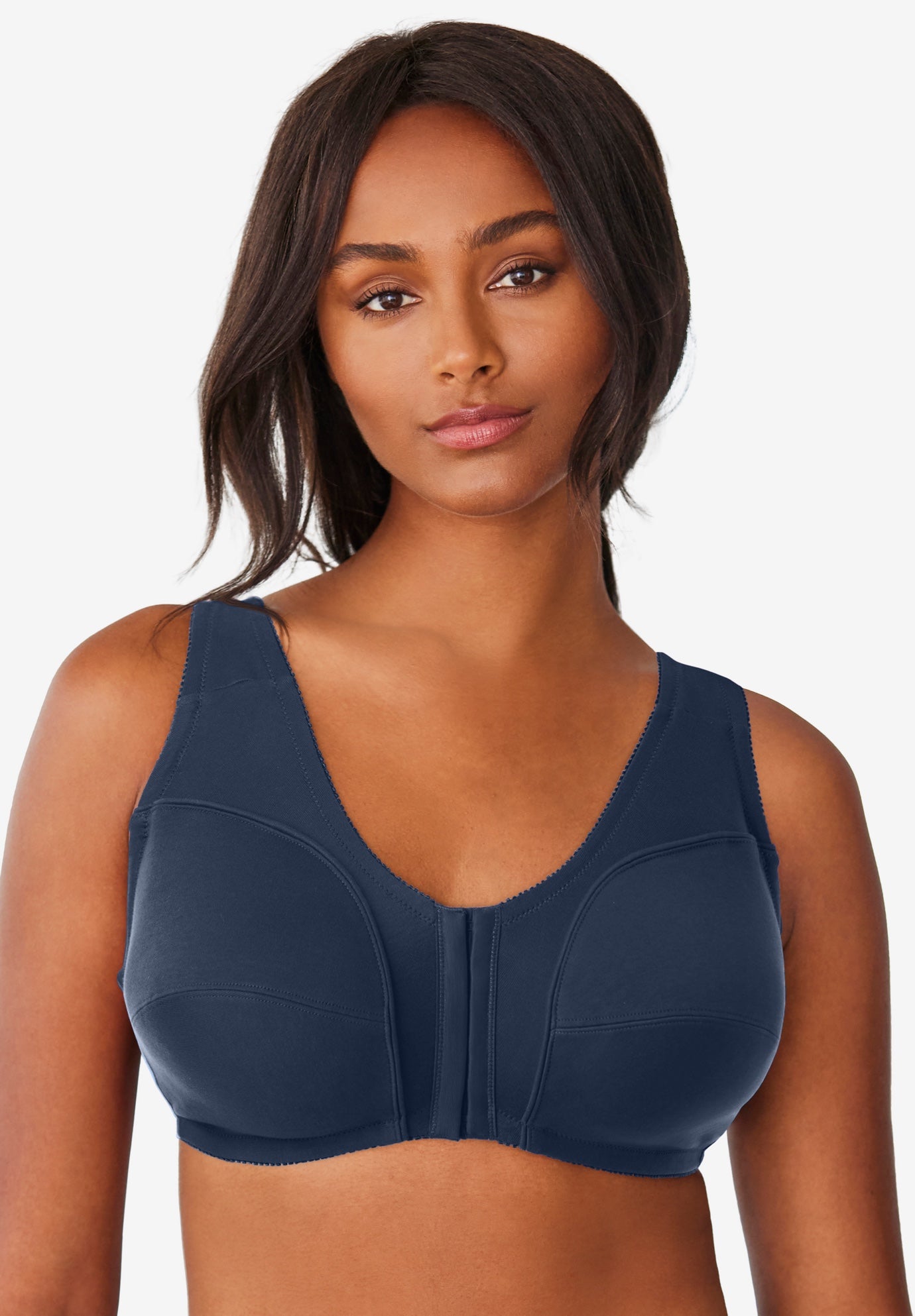 3-Pack Front-Close Cotton Wireless Bra image number 7