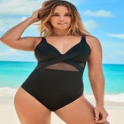 Cut Out Mesh Underwire One Piece Swimsuit image number null