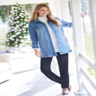 Long Stretch Denim Jean Jacket image number null