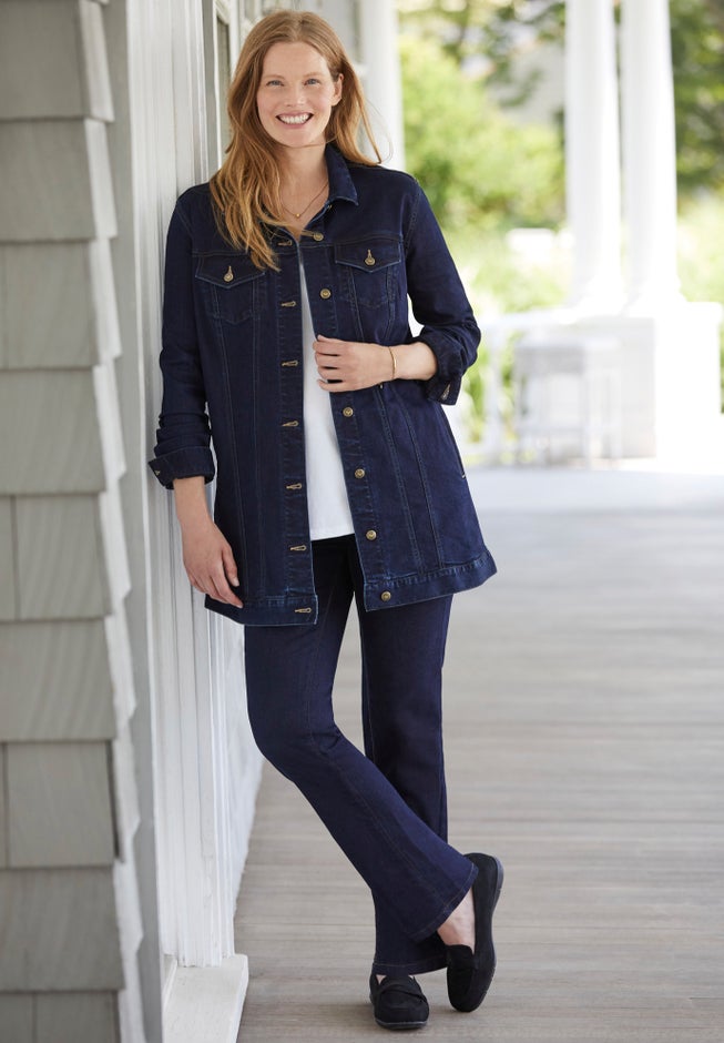 Long Stretch Denim Jean Jacket image number 6