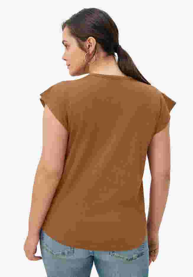 Cap Sleeve Henley Tee image number 1