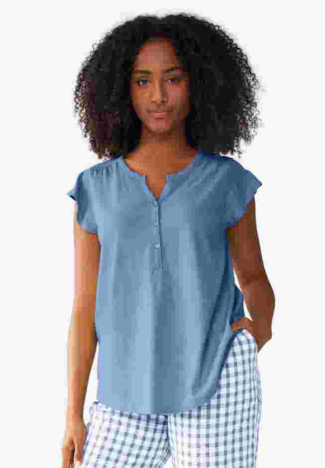 Cap Sleeve Henley Tee image number 0