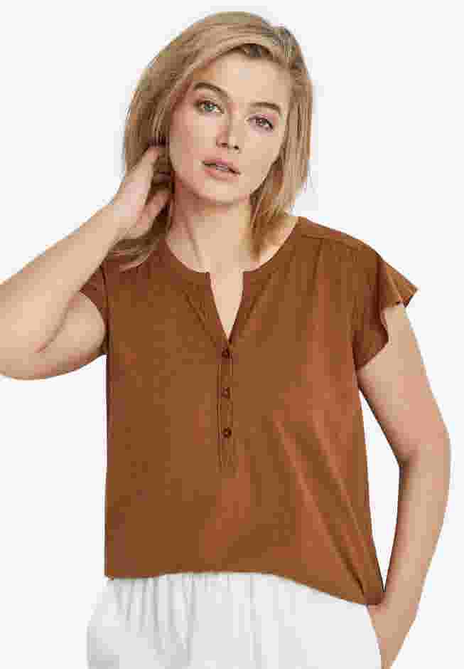 Cap Sleeve Henley Tee image number 0