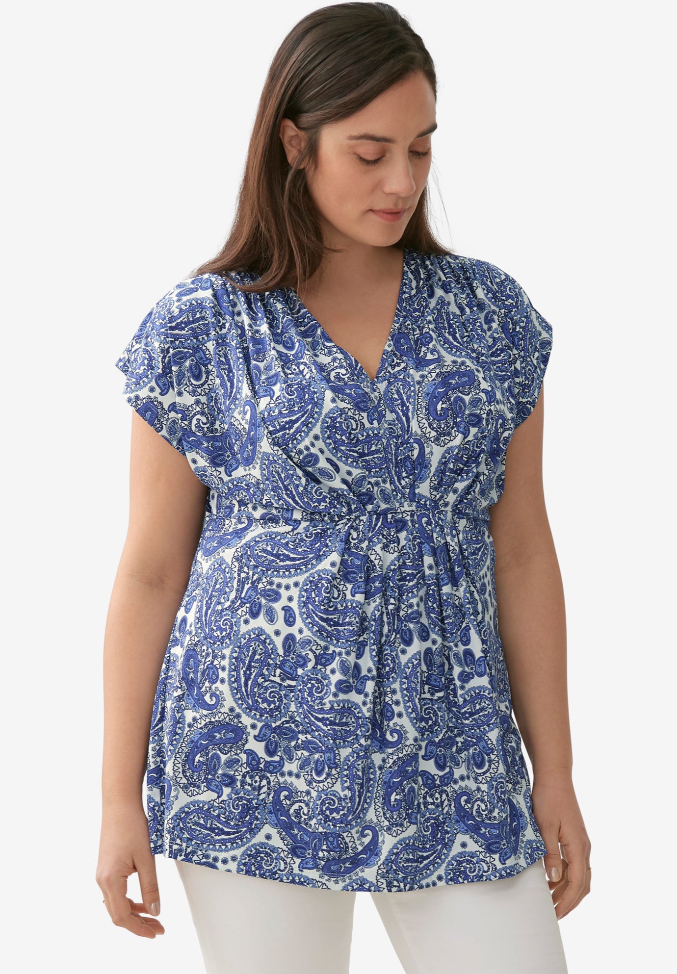 V-Neck Tunic With Gathered Bodice image number 0
